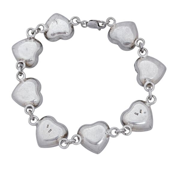 Estate Mexico Dried Flower Resin Heart Bracelet Sterling Silver 925 | 7.25" - Picture 5 of 8